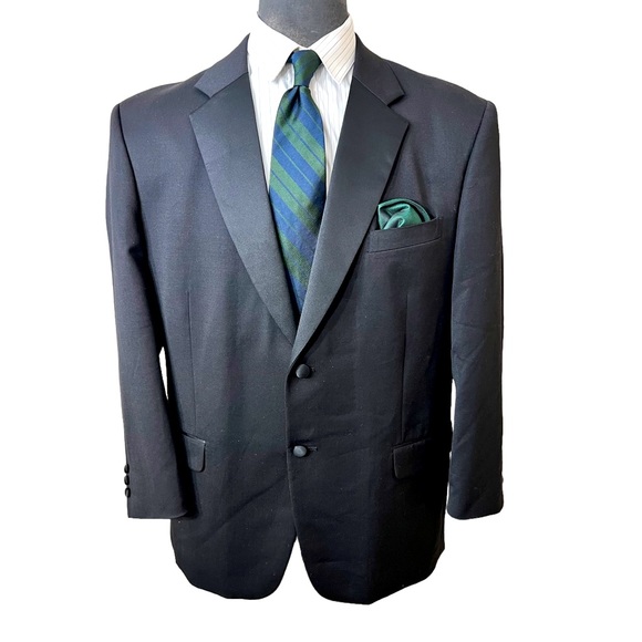 Jones New York Fine Worsted Wool Tuxedo Blazer Stunning, Size 48R - Picture 1 of 5